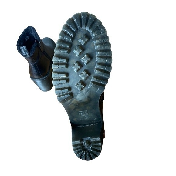 Dr. Martens Magdalena Black Heeled Boot Fleece Lined Zipper Chunky Heel Size 11 - Picture 8 of 16